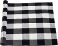 uxcell Buffalo Check Rug,Plaid Outdoor Rug,Layered Door Mat,Cotton Gingham Rugs,Floor Mat for Front Porch/Runner/Bedroom/Kitchen/Farmhouse 59"x35" Black & White