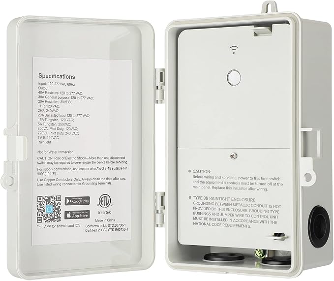 DEWENWILS Heavy Duty Pool Timer, WiFi Smart Timer Box - 40A 120-277VAC 2HP | Compatible with Smart Phone, Alexa, Google Assistant, Works for Pool Pump, Water Heater, Pool Filter, Spa, etc, ETL Listed