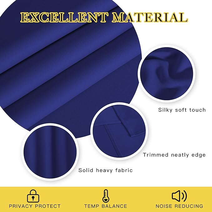 NICETOWN Blackout Curtains Panels for Bedroom - 3 Pass Microfiber Noise Reducing Thermal Insulated Solid Ring Top Blackout Window Drapes (2 Panels, 66 x 72 Inch, Navy Blue)