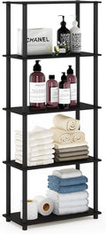 Furinno TURN-N-TUBE Storage Shelves, 5-Tier Book Shelf, Corner Shelf, Toolless Open Shelves, for Organization and Storage, Living Room, Garage, Home Office, Espresso