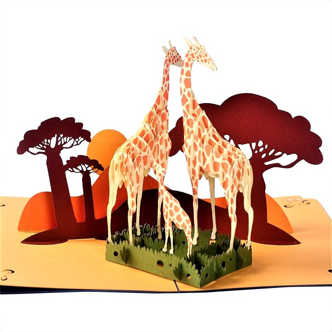 CUTE POPUP - Birthday 3D Card, Father's Day Pop Up Card - Perfect Present for Kids, Daddy, Giraffe-loving on any Annivers