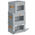 Homsorout Medium Fabric Storage bins - Collapsible Storage Bins with Open Window, 3 Pack Closet Baskets for Shelves, Stackable Decorative Boxes for Home, Dorm, Grey, 13.7"x 9.8" x 9.8"