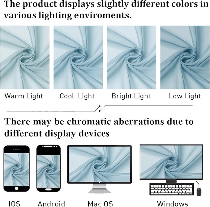 Lecloud Sky Blue Sheer Curtains 96 Inches Long 2 Panels, Light Filtering Voile - Image 7