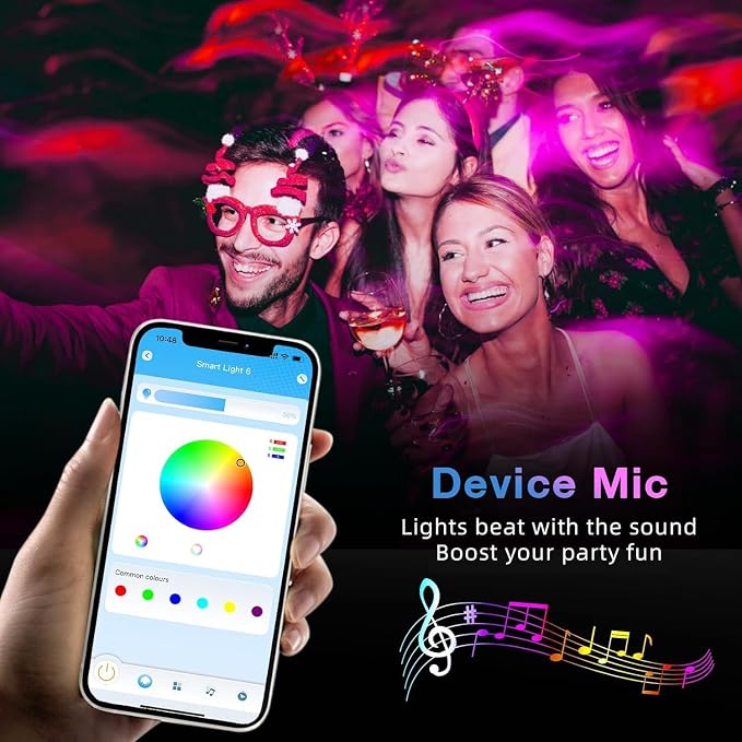 TJOY 130ft Bluetooth LED Strip Lights, RGB Color Changing, Music Sync, App Control, Indoor Usage, 5050 SMD, 2 Rolls, for Bedroom Kitchen TV Party (APP+Remote +Mic) | Music Sync Rope Lights via Bluetooth for Room Decor, Strong Adhesive, DIY