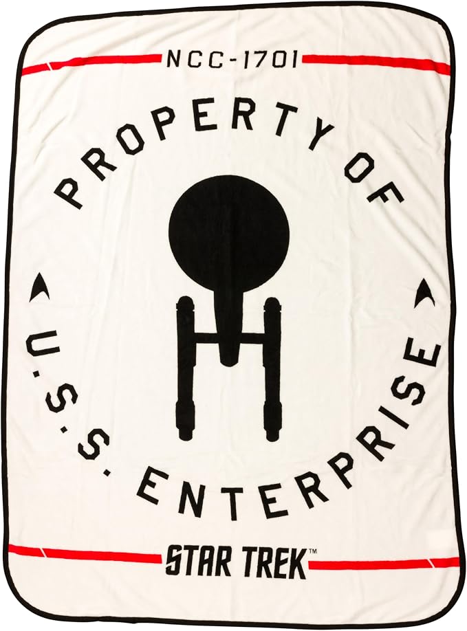 Silver Buffalo Star Trek NCC-1701, Fleece Throw Blanket, 45x60in | Property of the USS Enterprise, Soft and Cozy, 180 GSM