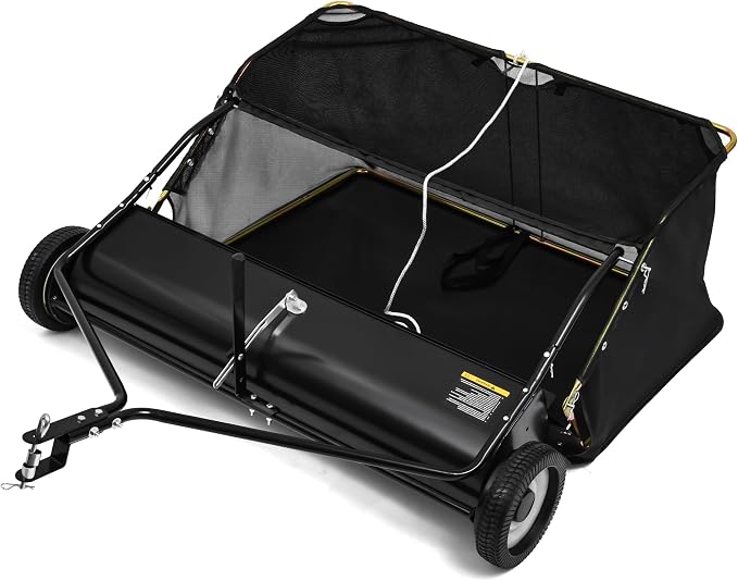 YITAMOTOR 48" Tow Behind Lawn Sweeper, 20 cu. ft.Leaf Collector | 48" Lawn Sweeper with 20 cu.ft Hopper, Dumping Rope, Adjustable Height. Tow Behind for Picking up Debris & Grass