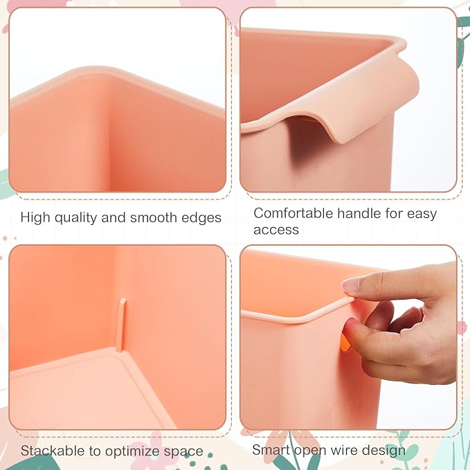 Mumufy 12 Pcs Book Bins for Easy Access Storage Basket Sturdy Book Storage Containers and Organization for Home Use, 11.2 x 5 x 5 Inch, 5 Colors