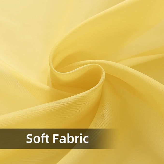 youleyar Solid Sheer Rod Pocket Curtain Voile Draperies 2 Panels White Beige Black Grey Coffee 52 Inch Width 63 Inch Long 1 Pair for Kitchen Bedroom Children Living Room Yard (Yellow,52Wｘ63L)