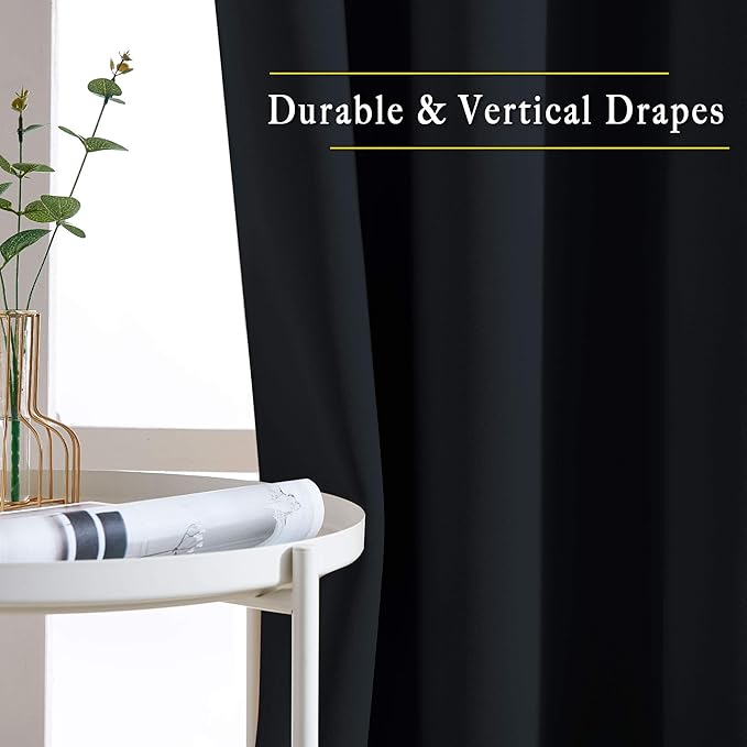NICETOWN Living Room Black Out Curtains 84 inches Long, Thermal Insulated Window Treatments Solid Grommet Room Darkening Drapes for Bedroom/Kids Room, W40 x L84, 2 Panels