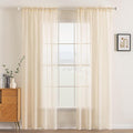 MIULEE 2 Panels Solid Color Sheer Window Curtains Elegant Window Voile Panels/Drapes/Treatment for Bedroom Living Room (54 X 90 Inches Cream Beige)