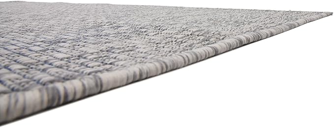 Unique Loom Collection Casual Transitional Solid Heathered Indoor/Outdoor Flatweave Area Rug (5' 3" x 8' Rectangle, Light Gray/Ivory)