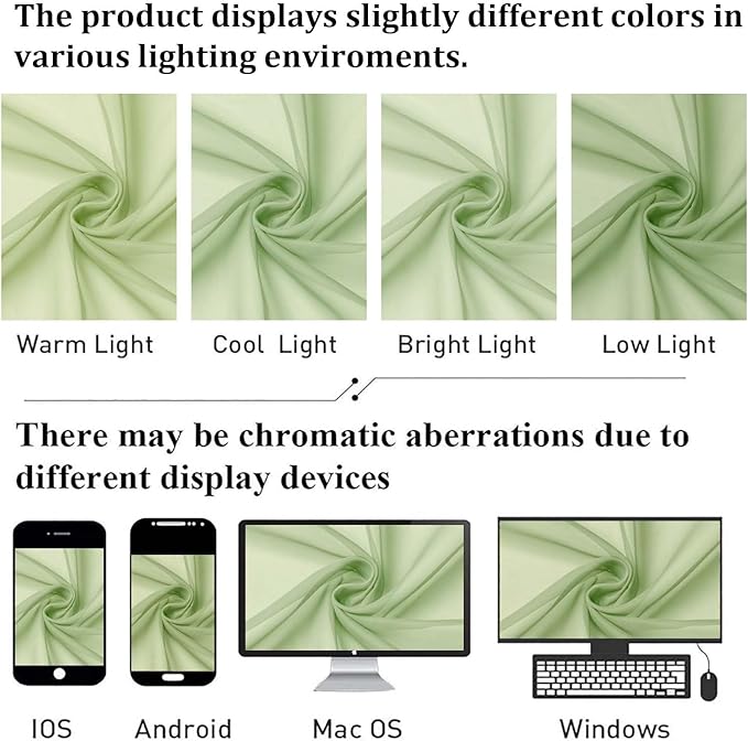Lecloud Light Green Sheer Curtains 63 Inch Length 2 Panels Set, Elegant Voile Curtains for Bedroom Living Room, Airy Sheer Drapes for Dinning Room with Rod Pocket, Each Panel 42 X 63 Inch