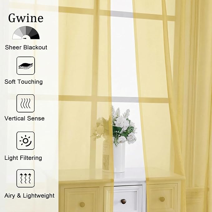 Gwine Short Kitchen Sheer Curtains 30 Inch Length - Image 4