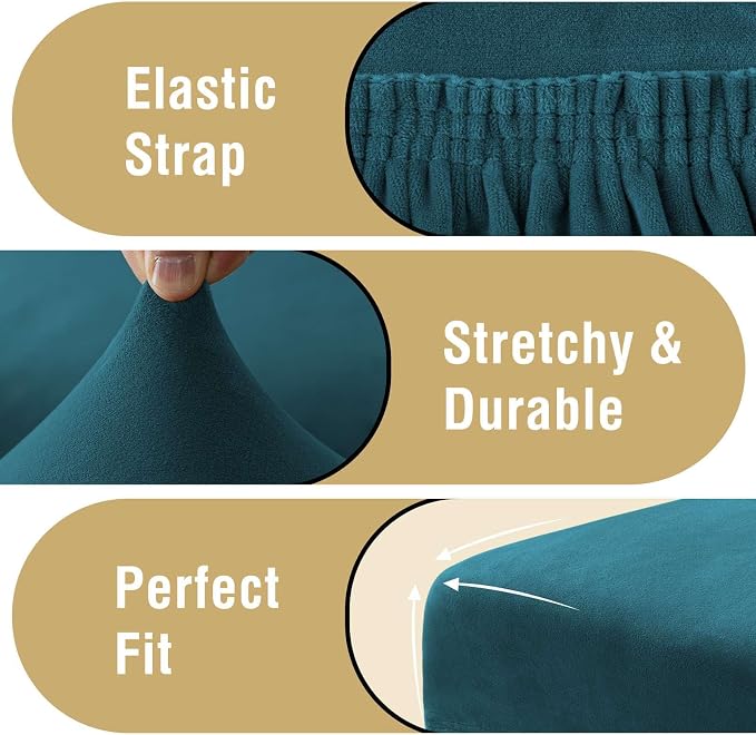 H.VERSAILTEX Velvet Dining Chair Covers Stretch Chair Covers for Dining Room Set of 2 Parson Chair Slipcovers Chair Protectors Covers Dining, Soft Thick Solid Velvet Fabric Washable, Deep Teal