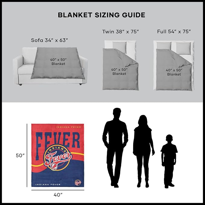 Northwest WNBA Indiana Fever Waves Silk Touch Throw Blanket, 40x50 inches
