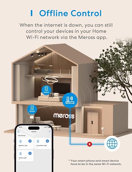 meross Smart Light Switch 2 Pack, Neutral Wire Required, Single Pole 2.4Ghz | Wi-Fi Light Switch Supports Apple HomeKit, Siri, Alexa, Google Assistant & SmartThings, Voice and Remote Control Schedule