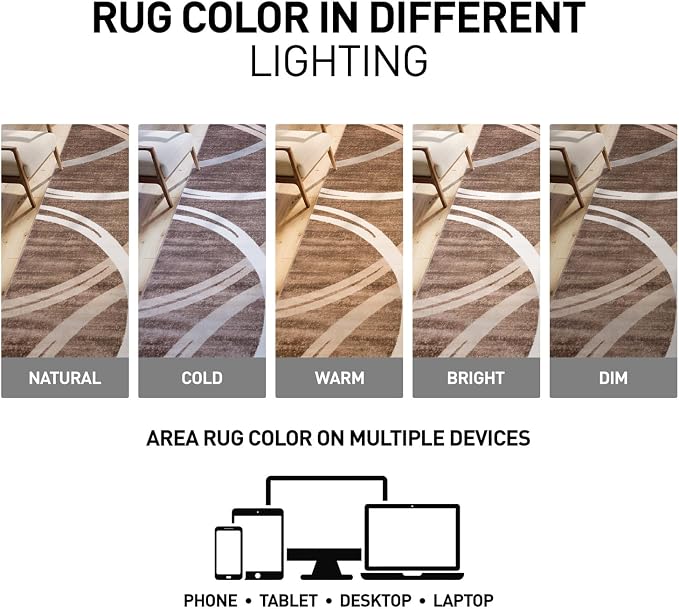 Rugshop Wavy Circles Modern Jute Backing Runner Rug Brown 2'7" x 8' | Rectangular, Size 2'7" x 8', Living Room, Bedroom, Dining Room, Home Office, Kitchen, Entryway, Hallway, Nursery, Kids Room