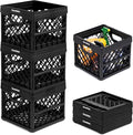 CleverMade Collapsible Milk Crate, 25L, 3 Pack, Obsidian | Built-in rails hold letter-size hanging files. Interlocking crates stack open or folded and carry up to 50 lb each.
