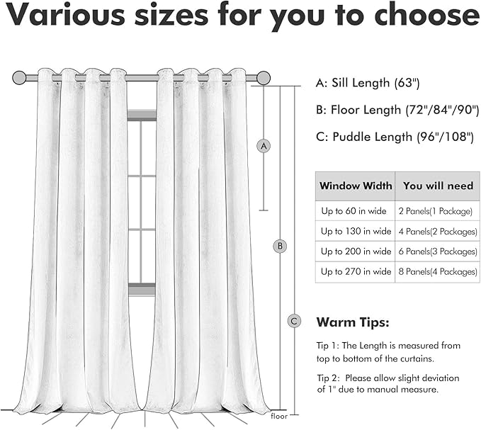MIULEE Velvet Curtains Misty Blue Elegant Grommet Thermal Insulated Soundproof Room Darkening Curtains/Drapes for Classical Living Room Bedroom Decor 52 x 90 Inch Set of 2