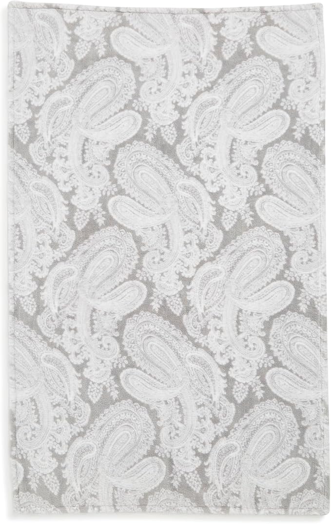 Fleece Plush Shimmer Throw Blanket, Cloud Gray Paisley, 80 X 50
