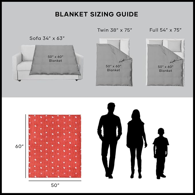 NORTHWEST Valentine's Day, Line Hearts, Silk Touch Throw Blanket 50 x 60 Inches