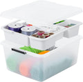 IRIS USA 18 Quart Clear Storage Organizer with Removable Dividers | Removable dividers organize tools, pantry goods, and household supplies. Stackable design saves space