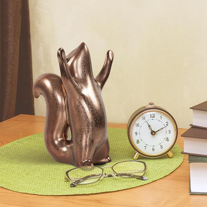 Howard Elliott Collection Chipmunk Sculpture, Antique Brass Ceramic Figurine with Metallic Finish, Decorative Accent for Shelf, Table & Living Room Home Decor Display, 7.25 x 4.5 Inch
