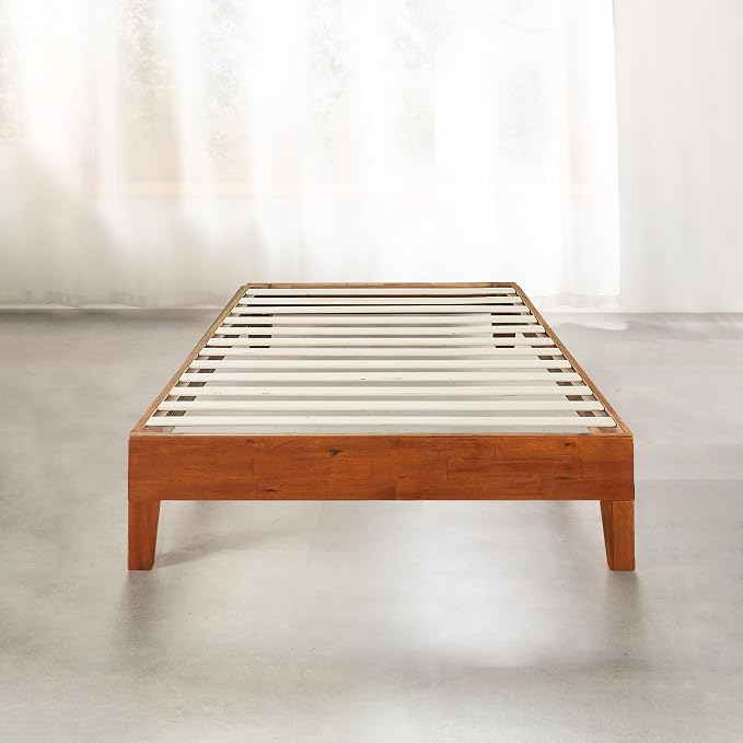 Mellow Naturalista Grand - 12 Inch Solid Wood Platform Bed with Wooden Slats - No Box Spring Needed - Twin (Cherry)