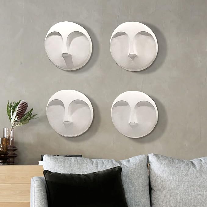 Howard Elliott Collection Ceramic Face Wall Vase, Contemporary Matte White Glaze Decorative Accent, Water-Holding Vase, Ready to Hang Wall Decor, 10H x 10W x 3D, Matte White