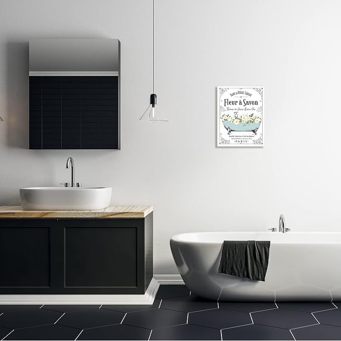 'Vintage Parisian Bathroom Advertisement'| Wall Plaque Art | Stupell Industries | 13 x 19 Inches, Easy to Hang and Sturdy, Made in USA, by Lettered and Lined