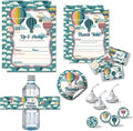 Amanda Creation Deluxe Up & Away Hot Air Balloon Birthday Party Bundle Includes 20 Invitations & Thank You Cards & Envelopes + 2 Sizes of Stickers,& Water Bottle Labels!