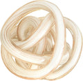 Torre & Tagus Orbit Hand Blown Glass Infinity Knot Sculpture - 4.5 Inch Glass Art White & Gold Knot Decor Ball for Home Decor, Small Centerpiece Table Decoration for Home Interior (White Gold Flakes)