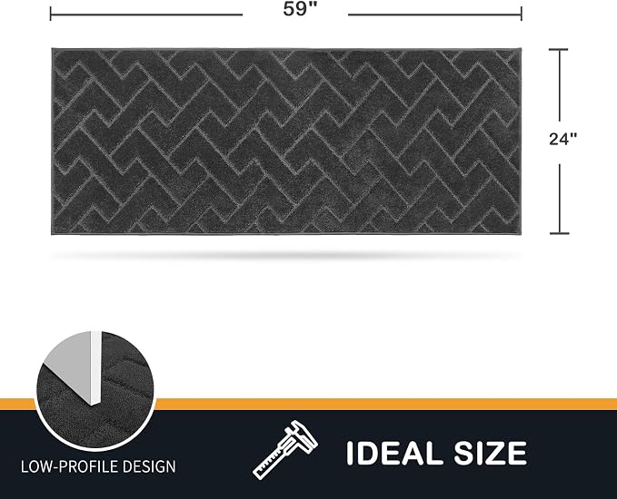 PURRUGS Dirt Trapping Door Mat 24" x 59", Non-Slip Machine Washable Entry Rug, Dog Doormat, Indoor Front Door Mat, Super Absorbent Entryway Rug for Muddy Shoes & Paws, Charcoal