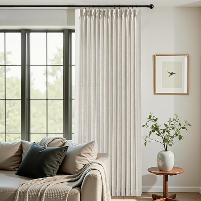 Pinch Pleated Linen Curtains 84 Inch Length 2 Panels Set, Light Filtering Linen - Image 7
