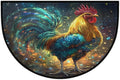 Galaxy Rooster Half Round Door Mat Non-Slip Semi Circle Rug Washable Half Moon Floor Rug Absorbent Bathroom Area Rugs for Outdoor Indoor Fireplace Mat Entryway Kitchen Decor Rugs