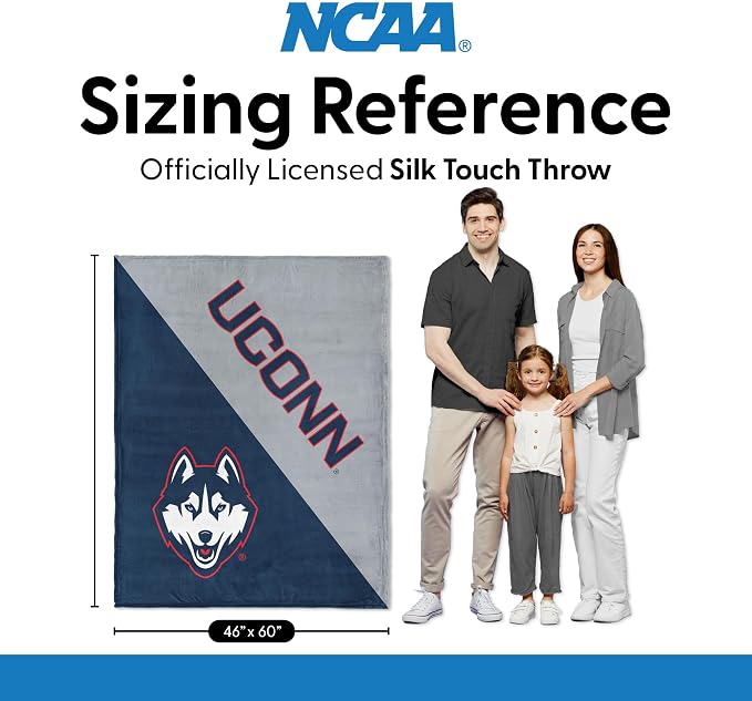 Northwest NCAA Silk Touch Throw Blanket, Ultra Soft Plush Polyester, Lightweight Warm Decorative Fan Gift, 46 x 60 in
