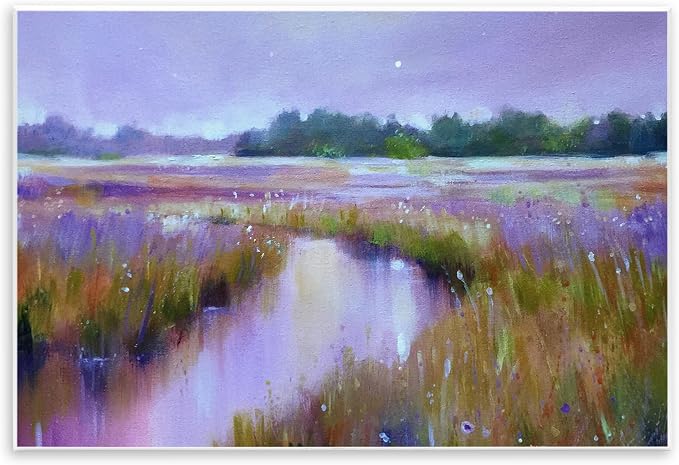Purple Dusk Rural Stream Meadow, 10 x 15 Inch Mounted Print on Wall Plaque | Stupell Industries · By Jennifer Taylor Art · Ready to hang · Giftable for housewarming · Made in USA
