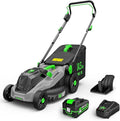 TIECTOWN 40V 16-Inch Brushless Cordless Lawn Mower with 4.0Ah Battery & Charger, 2-in-1 Electric Push Mower, 5-Position Height Adjustment, Lightweight, Compact Storage, for Small Yards - Green | Brushless Motor, 5-Position Height Adjustment, Battery Po...
