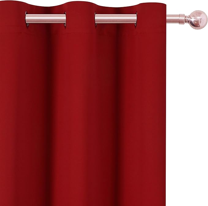 LEMOMO Red Thermal Blackout Curtains/52 x 108 Inch/Set of 2 Panels Room Darkening Curtains for Bedroom