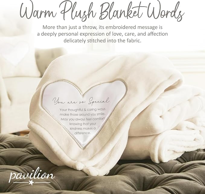 Pavilion Gift Company 19500 Comfort Blanket - You are So Special Thick Warm 320 GSM Royal Plush Throw Blanket, Beige
