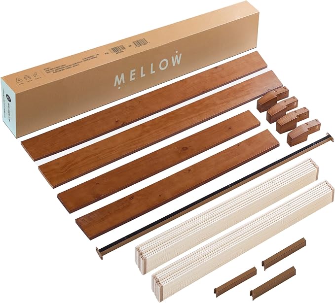 Mellow Naturalista Grand - 12 Inch Solid Wood Platform Bed with Wooden Slats - No Box Spring Needed - Twin (Cherry)