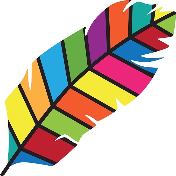 Barker Creek Double-Sided Cut-Outs 2-Pack, Bohemian Feathers, School Accents, Bulletin Boards, Party Decorations, Office, Home Learning, Classroom Decor, 7.5" Long, 72 per Set (4422)
