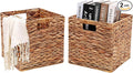 11x11in Collapsible Wicker Storage Basket with Handles 2 Pack | Handwoven Storage Bins for Organizing Storage Basket for Home, Organizer, decor