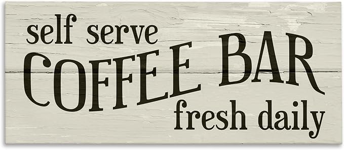 Rustic Coffee Bar Herringbone, 10 x 24 Inch Canvas Wall Art | Stupell Industries · By Lil' Rue · Ready to hang once unboxed · Kitchen friendly decor · Made in USA