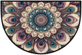 Ethnic Half Round Doormat Semi Circle Rug Half Moon Rug Entryway Mat | Mandala Peacock Washable Non Slip Outdoor Floor Rug Kitchen Mat for Indoor Outdoor Bathroom Fireplace Bath Decor