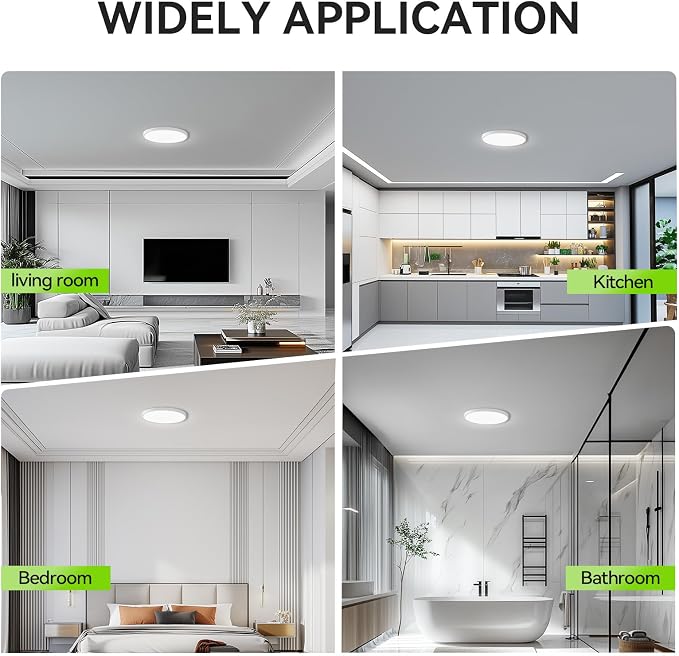 MODERN Super Thin 9inch 24W 2800lm Flush Mount LED Ceiling Light(NO Remote), 5000K Daylight, Undimmable Ceiling Light Surface Mount for Bedroom, Living Room, Dining Room (One Pack, White)……
