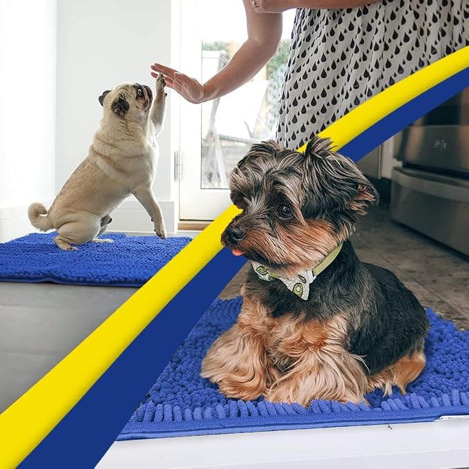 Muddy Mat® | Super Water Absorbent Door Mat Indoor, Microfiber Quick Dry Chenille Entryway Rug,Slip Resistant Front Door Mat,Indoor Mats for Entryway,Machine Washable Pet Rug, Periwinkle 24" x 120"