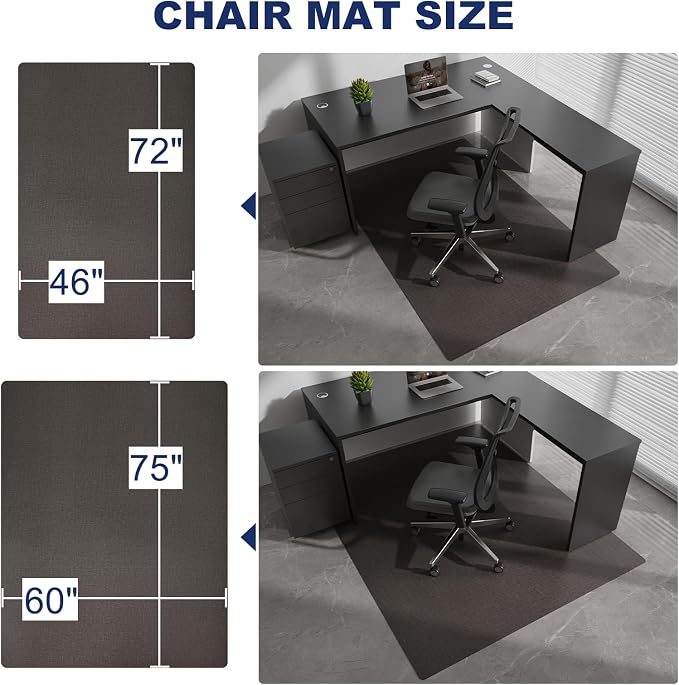 SALLOUS 5’x6’ Plastic Floor Mat for Home, Waterproof & Non Slip Area Rug for Living Room Kitchen, Heavy Duty Vinyl Floor Protector Mat for Dining Table, Odor Resistant Indoor Outdoor Mat, Dark Gray