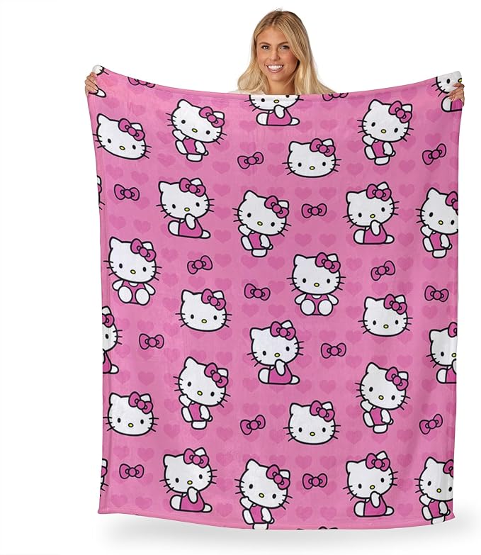 Northwest Hello Kitty Silk Touch Throw Blanket, Soft, Cozy, 50 x 70 Inches, I Love Pink Design