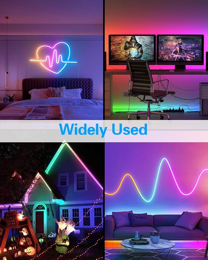 ALITOVE Addressable Neon LED Strip Light WS2811 16.4ft Room Decor Flexible | Waterproof RGB IC Rope Light, Programmable 12V LED Light Strip, for Indoor Outdoor House Christmas, No Adapter & Controller